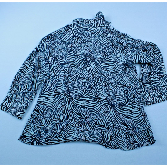 VTG Y2K Zebra Print Blouse M | Animal Print | Grunge Coquette Fairycore - Picture 3 of 13